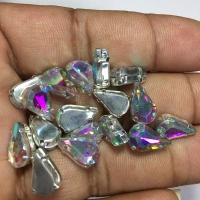Teardrop Clip Clip Stone 12x 8mm - Rainbow, 10 Pieces