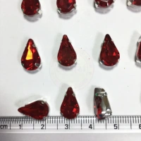 Teardrop Clip Clip Stone 12x 8mm - Red, 10 Pieces