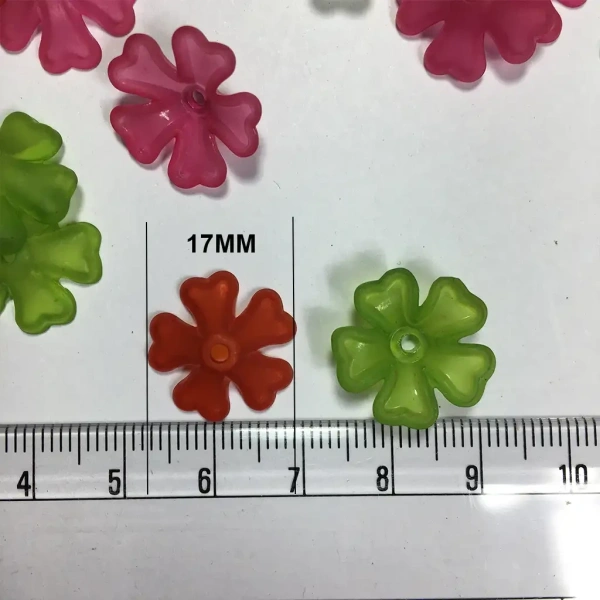17mm Mixed Color Clear Flower Shape Brooch Material - 25 gms