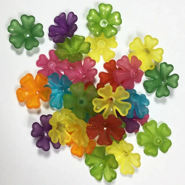 17mm Mixed Color Clear Flower Shape Brooch Material - 25 gms