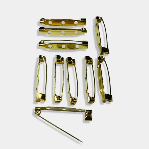 3-Hole Gold Color Brooch Clasps for Jewellery Making - 10 pieces