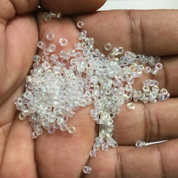 3MM Glass Sugar Beads White Color - 50 gms