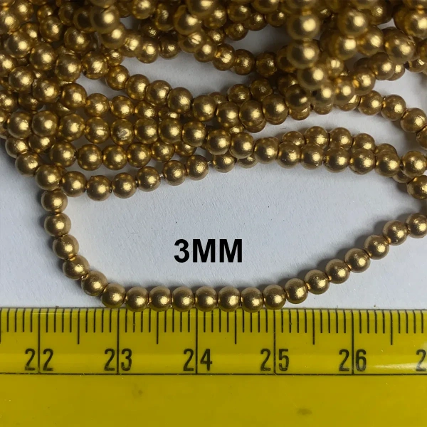 Bunch Beads – 5 Bunches (Each 12 Lines) – Dull Gold – A1 Quality - 3MM, 5 Bunch (60Lines)