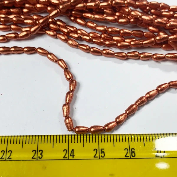 3MM Copper Beads Bunch 12 line Drop Shape – A1 quality - 3MM, 1 Bunch (12Lines)