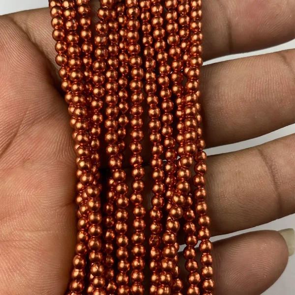Copper Beads Bunch 12 line Round Shape – A1 quality - 3MM, 1 Bunch (12Lines)