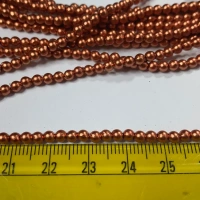Copper Beads Bunch 12 line Round Shape – A1 quality - 3MM, 1 Bunch (12Lines)