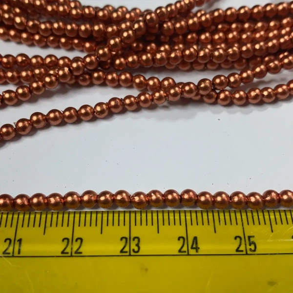 Copper Beads Bunch 12 line Round Shape – A1 quality - 3MM, 1 Bunch (12Lines)