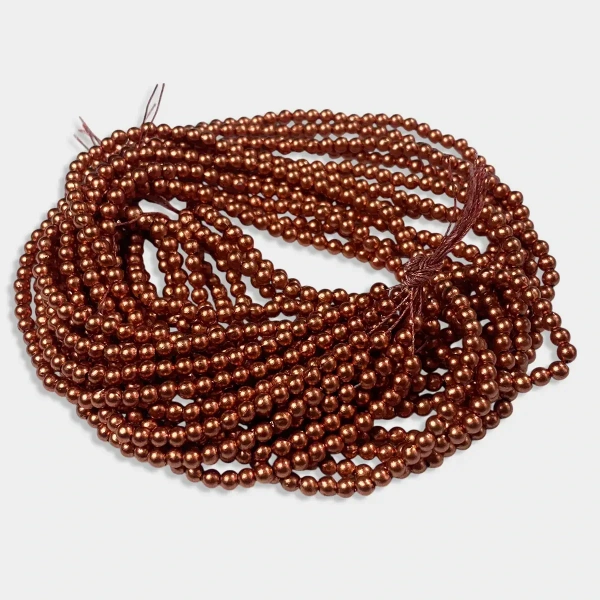 Copper Beads Bunch 12 line Round Shape – A1 quality - 3MM, 1 Bunch (12Lines)