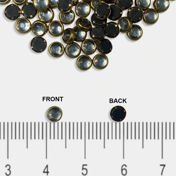 Kundan Stone 4mm Color White Flat Back Framed Round Shape  - 50gms, 4MM, Round