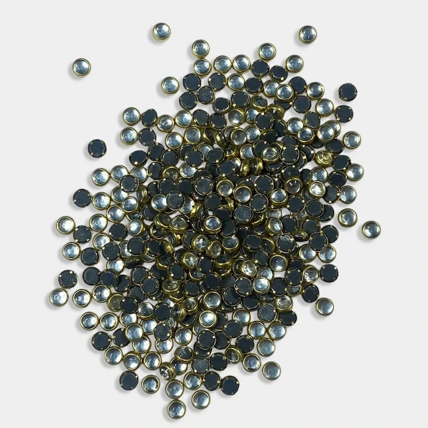 Kundan Stone 4mm Color White Flat Back Framed Round Shape  - 50gms, 4MM, Round