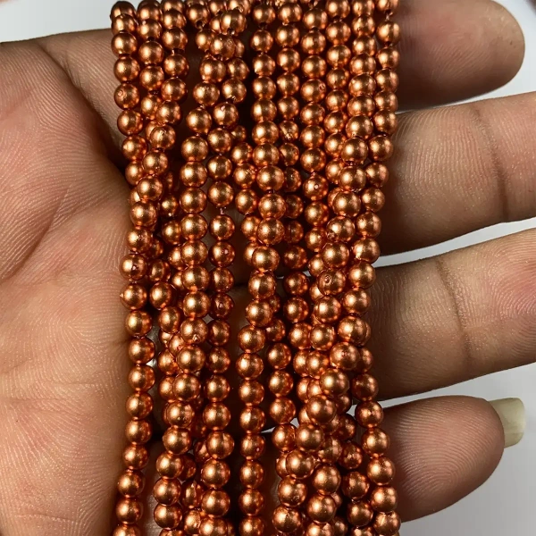 Copper Beads Bunch 12 line Round Shape – A1 quality - 4MM, 1 Bunch (12Lines)