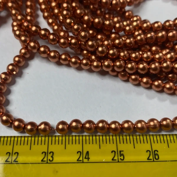 Copper Beads Bunch 12 line Round Shape – A1 quality - 4MM, 1 Bunch (12Lines)