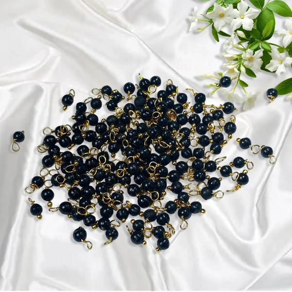 Black Color Pearl Loreal Beads 4mm - 25 gms