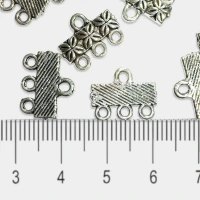 Charms Necklace Ends Connector (15mm 3 Hole, Silver) - 15  Pieces
