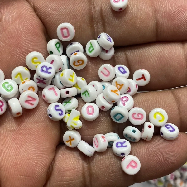 Colorfull Acrylic Letter Beads 6mm - 50 gms