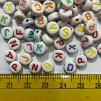 Colorfull Acrylic Letter Beads 6mm - 50 gms