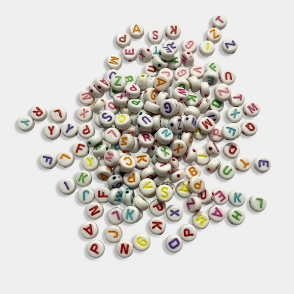 Colorfull Acrylic Letter Beads 6mm - 50 gms