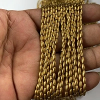 Eye Shape 3MM Bunch Beads – 5 Bunches (Each 12 Lines) – Dull Gold – A1 Quality - 3MM, 5 Bunch (60Lines)