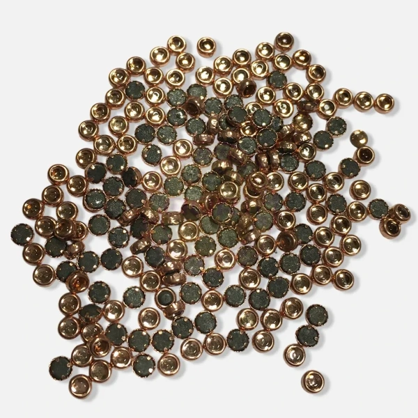 Kundan Stone 3mm Color Copper Flat Back Framed Round Shape  - Copper, 50gms, 3MM, Round