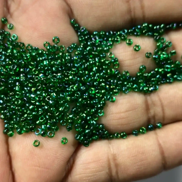 Glass Seed Beads in Green Color 10-0 2mm - 50 grams