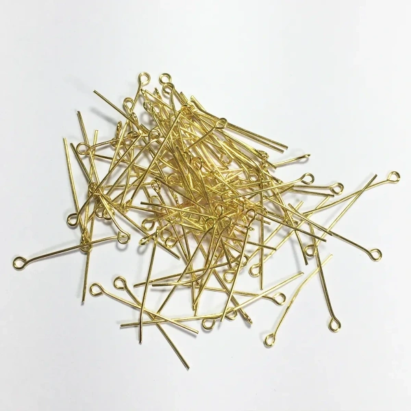 Gold Eye Pins 30mm for Jewelry Making  - 100 Pieces