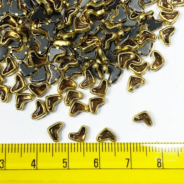 Heart or V Shape Gold Color Kundan Stones - Gold, 50gms, 6MM, Heart