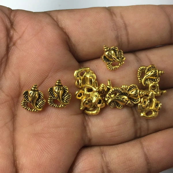 Jewellery Making Metal Charms – Findings (Gold Ganesh) - 12 Pieces
