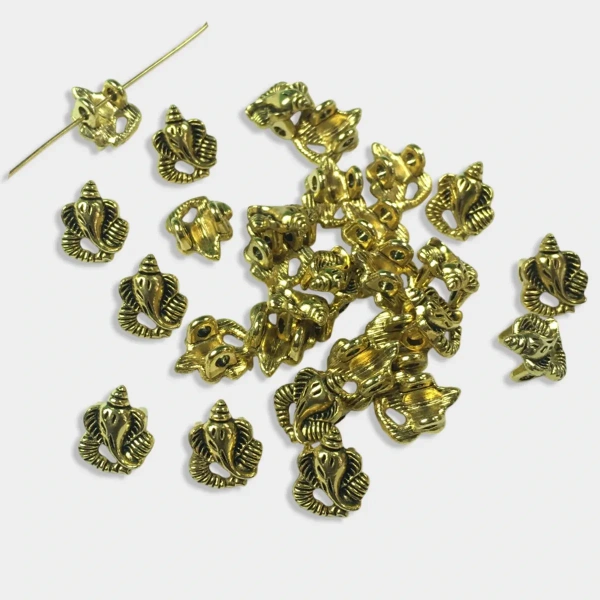 Jewellery Making Metal Charms – Findings (Gold Ganesh) - 12 Pieces