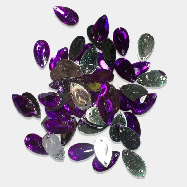 Kundan Stone 16X9mm Color Violet Drop or Thilak Shape with Hole  - Violet, 25 gms, 16x9MM, Drop