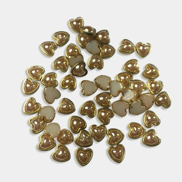 Kundan Stone Heart Shape Golden Ceramic 8mm - 50gms, 8MM, Heart