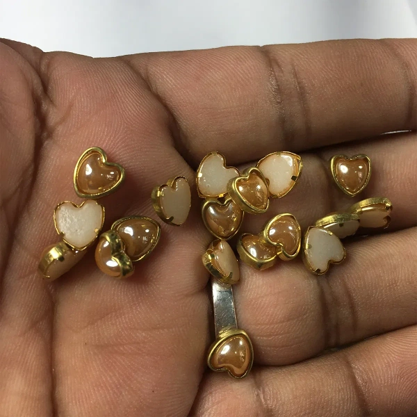Kundan Stone Heart Shape Golden Ceramic 8mm - 50gms, 8MM, Heart