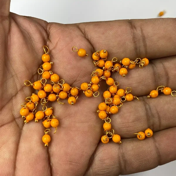 Orange Color Pearl Loreal Beads 4mm - 25 gms