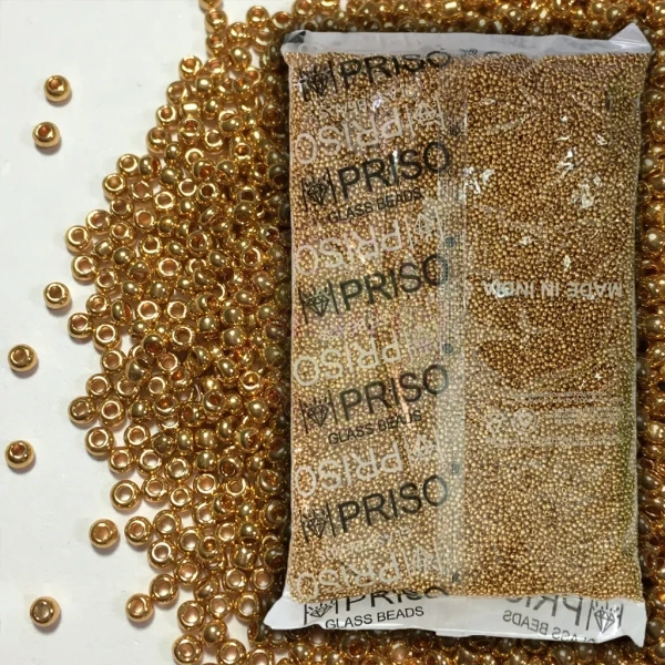 Priso Brand Beads 12-0 Gold Color 450Grams Full Pack - 450 gms