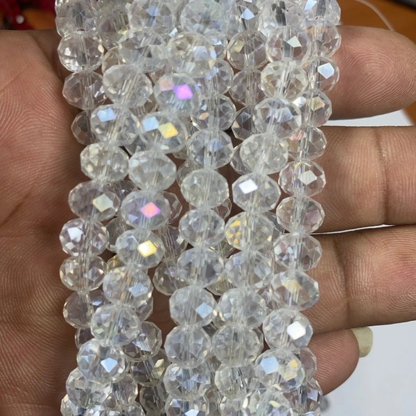 Sai Fashion Trends Crystal Beads 6mm White Color 1 String  - White Color - 