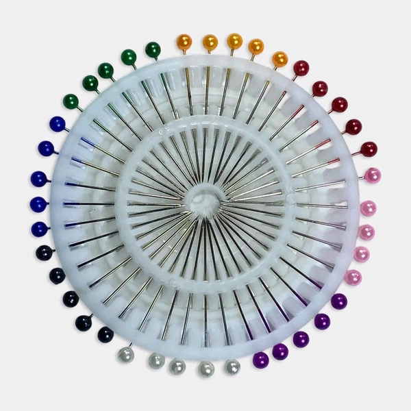 Jyoti Pearl Head Pins 38mm Round Multicolored (40 Pins) for Tailoring pack of 1 - Pack of 1