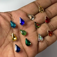 Teardrop Clip Clip Stone 12x 8mm - Rainbow, 10 Pieces