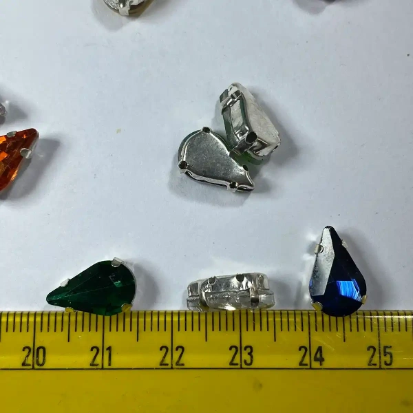 Teardrop Clip Clip Stone 12x 8mm - Rainbow, 10 Pieces
