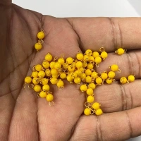 Yellow Color Pearl Loreal Beads 4mm - 25 gms