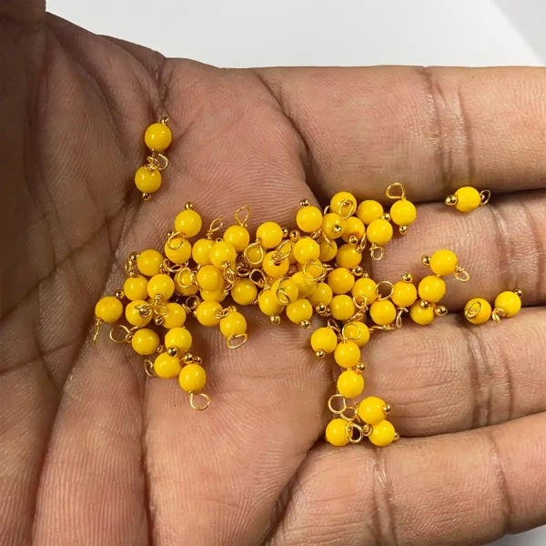 Yellow Color Pearl Loreal Beads 4mm - 25 gms