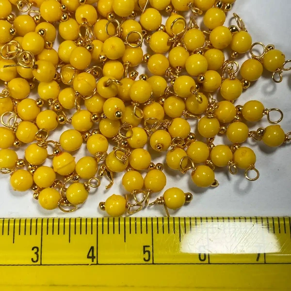 Yellow Color Pearl Loreal Beads 4mm - 25 gms