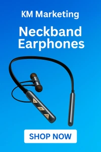 Bluetooth Neckband Earphone  - Black, 45 Cm