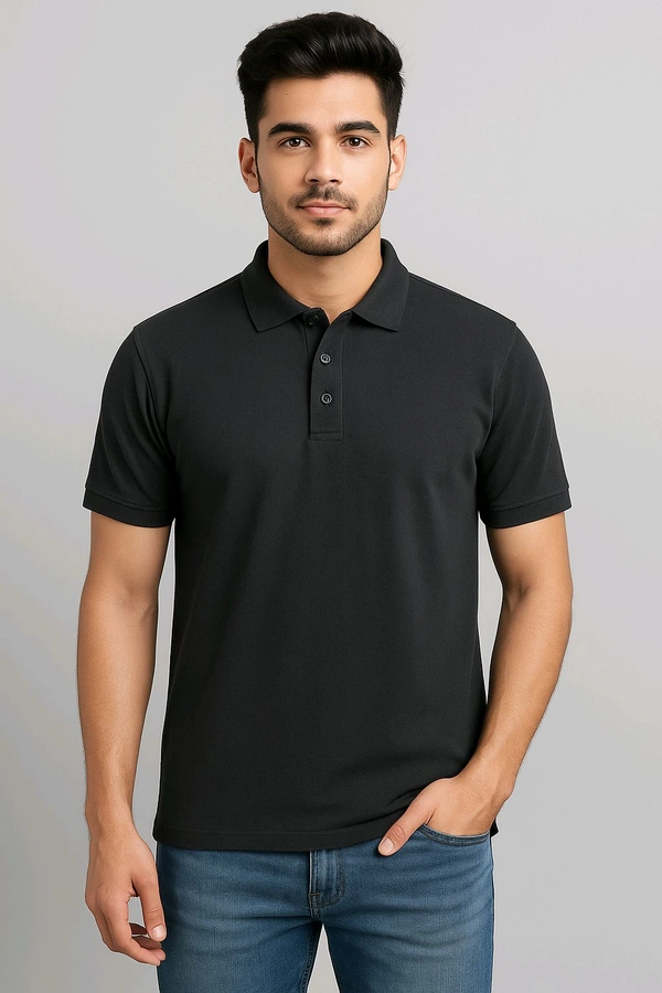Charcoal Polo Shirt For Men - Black, Medium