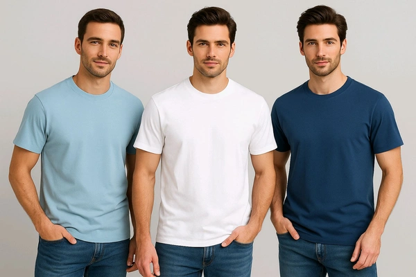 Cool Blue,Crops White,Sky Fresh One Pack 3 Men T-shirt Endless Comfort  - Medium, Blue