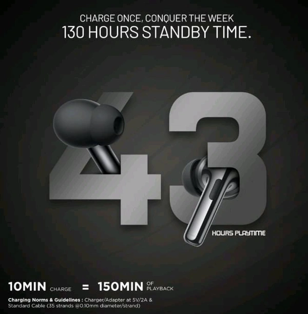 Touch Tune Z1 Earbuds  - Black, 3-4 Cm