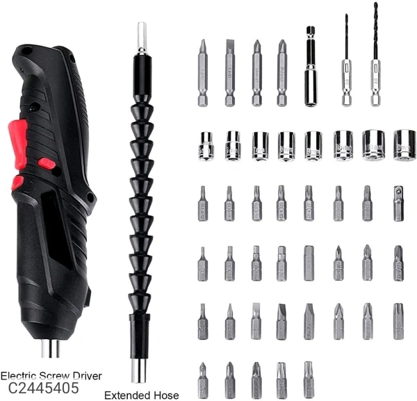 46-piece Electric Screw Driver Kit - Black, Length 15-18 Cm Height 12-18 Cm