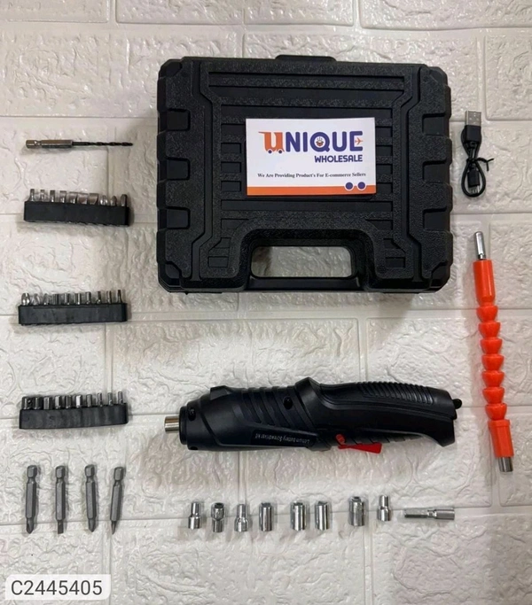 46-piece Electric Screw Driver Kit - Black, Length 15-18 Cm Height 12-18 Cm