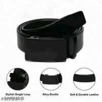 Gold And Silver Black Faux Men's Leather Belt - Length 110-130cm Width 3.2cm, golden