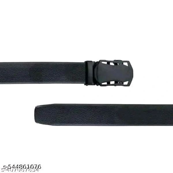 Gold And Silver Black Faux Men's Leather Belt - Length 110-130cm Width 3.2cm, golden