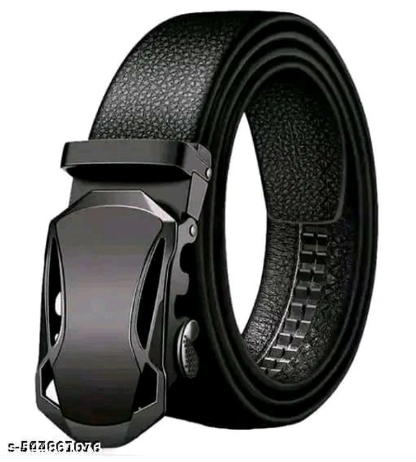 Gold And Silver Black Faux Men's Leather Belt - silver