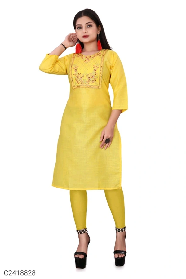 Yellow Kurti With Jeggings  - Chest 38 Length 40 Hip 38, Turbo